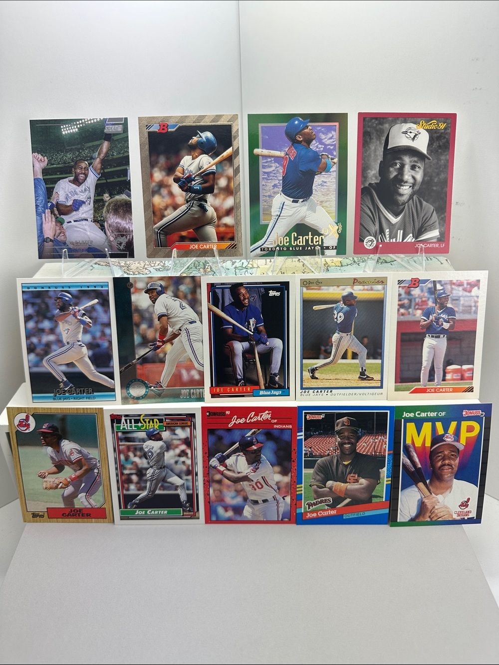 Joe Carter Bowman Gold card & Skybox EX-2000 cards in vintage lot of 14
